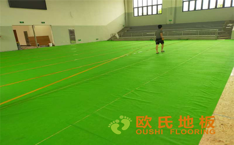 長沙縣湘龍街道石子高沙社區長沙軌道交通水渡河車輛段體育館木地板案例-歐氏運動木地板廠家